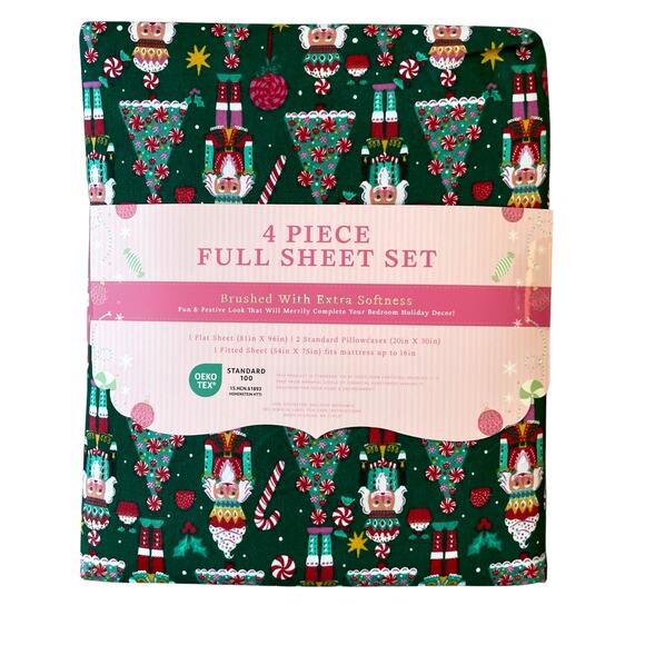 Envogue FULL Sheet Set Nutcracker Ballet Candy 4pc Christmas Bedding NEW - Picture 13 of 13